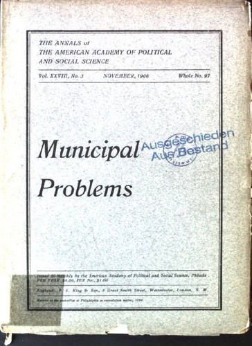Municipal problems the annals - municipal,